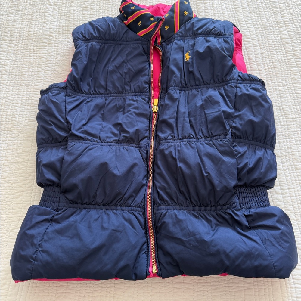 Vintage Ralph Lauren Reversible Navy and Pink Puffer Vest - Kids XL - Fits Wmn S